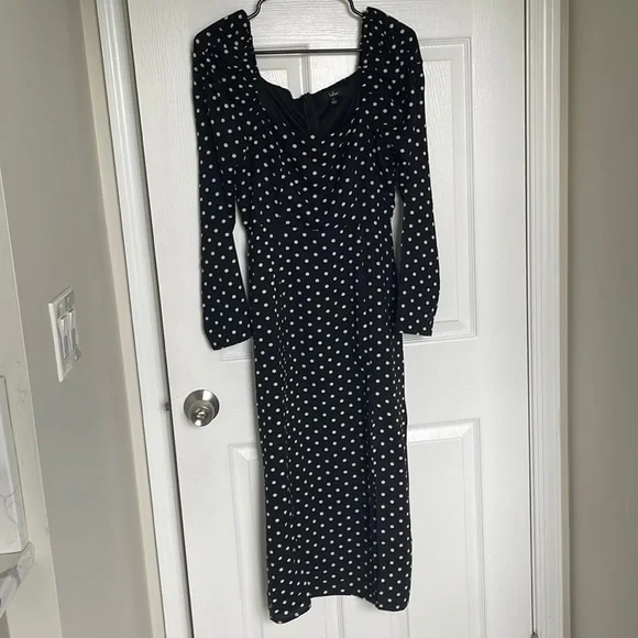 lulus black polka dot dress Lulus Keaton Polka Dot Puff Sleeve Maxi Dress in Ivory M main image 0